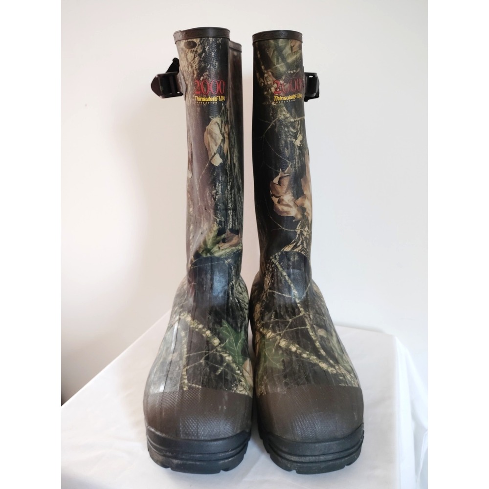 Cabela's 83‑0448 Men's 12M Camo 2000g Thinsulate Ultra Rubber Hunting Boots EUC